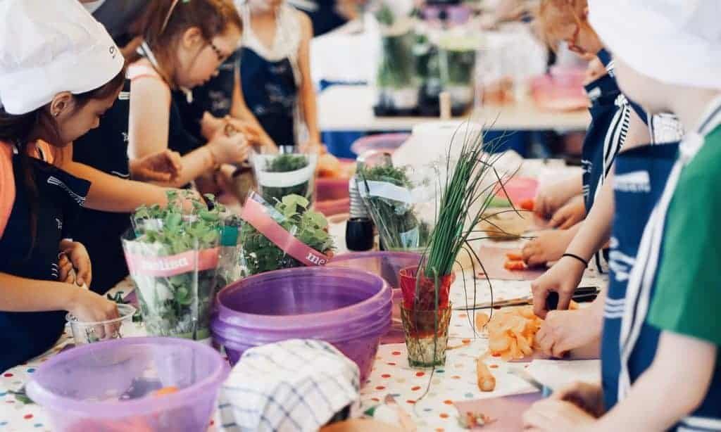 Children cooking together
